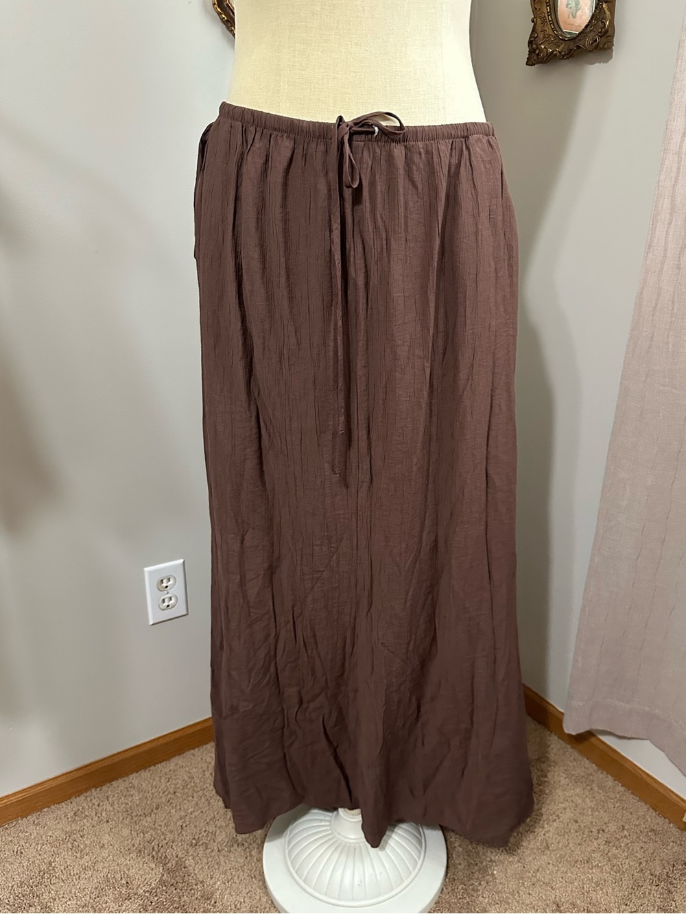 Zara Chestnut Brown Maxi Skirt with Tie Waist - Picture 2 of 8